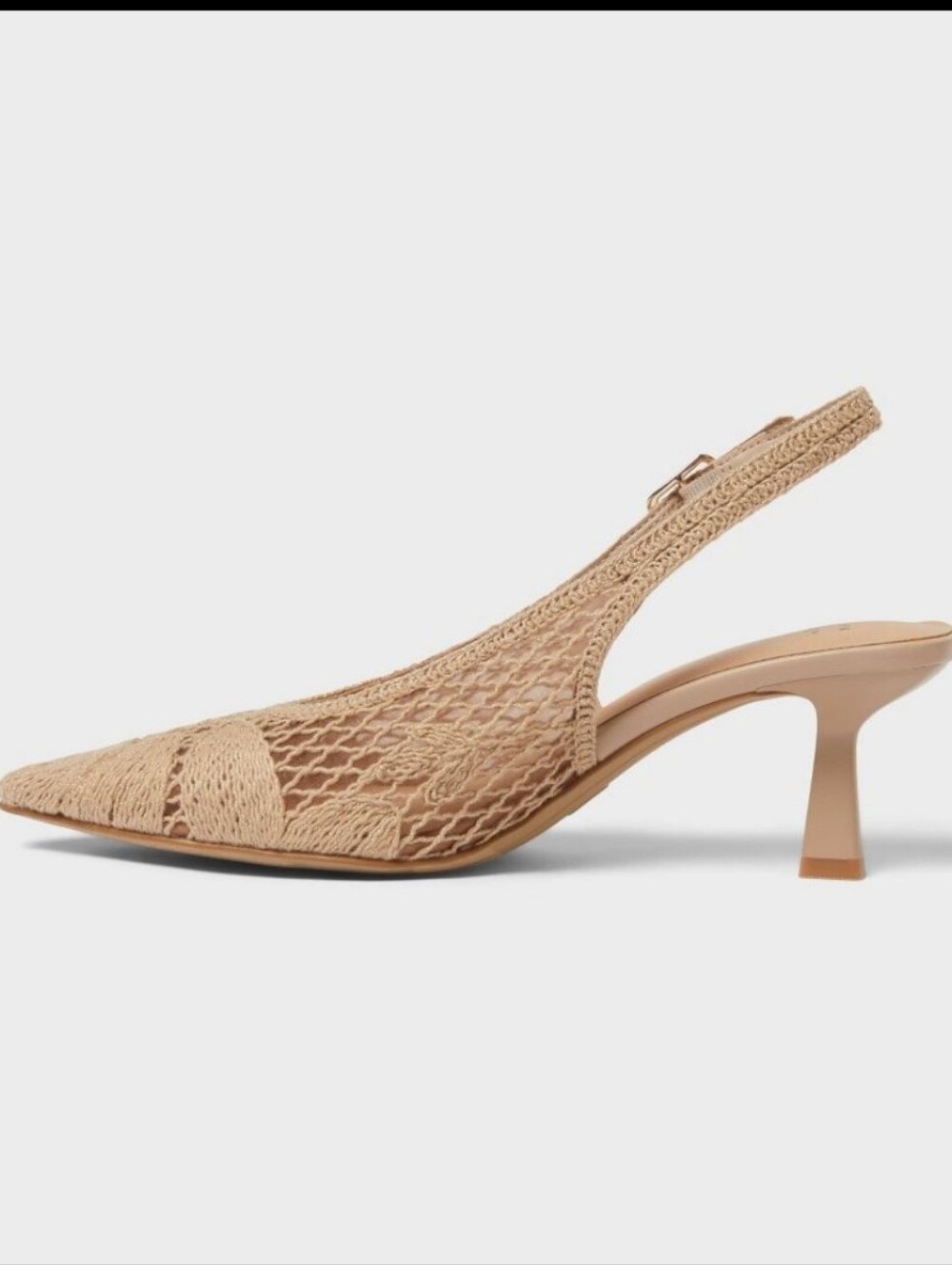 a.new.day Raffia Mesh Floral Slingback Kitten Heels Beige Size 8.5 w/ Box - Picture 12 of 13